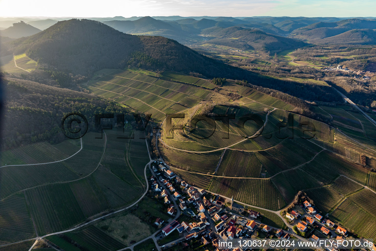 Aerial photograpy of Keschdebusch in Birkweiler in the state Rhineland-Palatinate, Germany