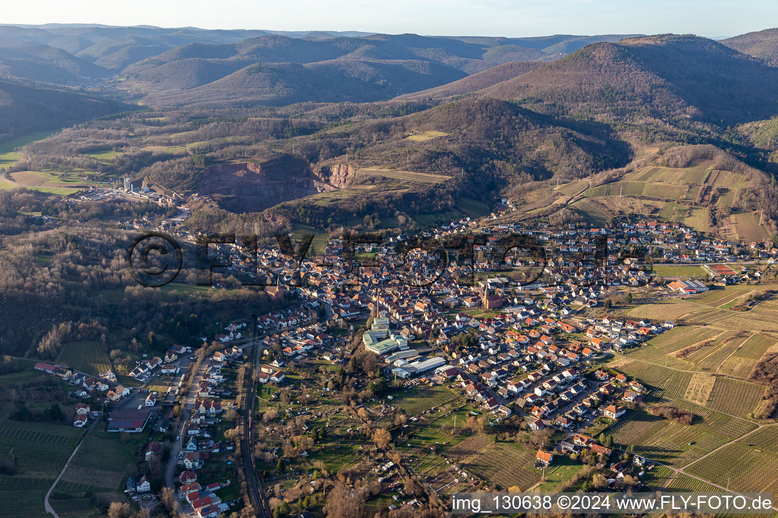 Albersweiler in the state Rhineland-Palatinate, Germany from the plane