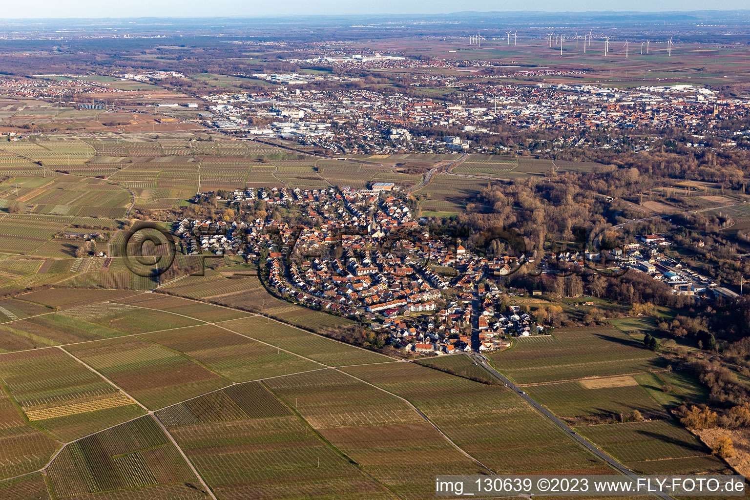 Oblique view of District Godramstein in Landau in der Pfalz in the state Rhineland-Palatinate, Germany