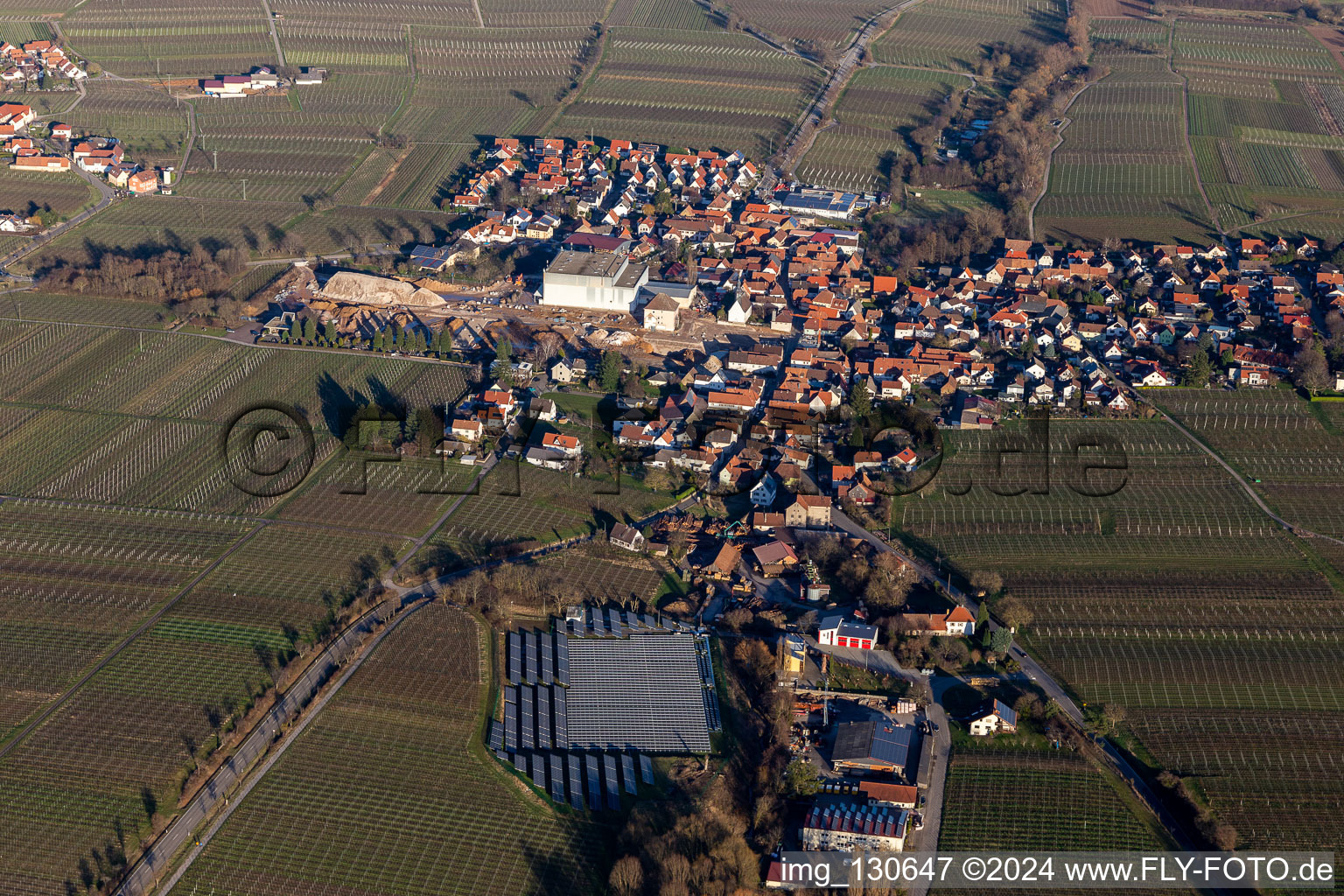 Drone recording of Böchingen in the state Rhineland-Palatinate, Germany