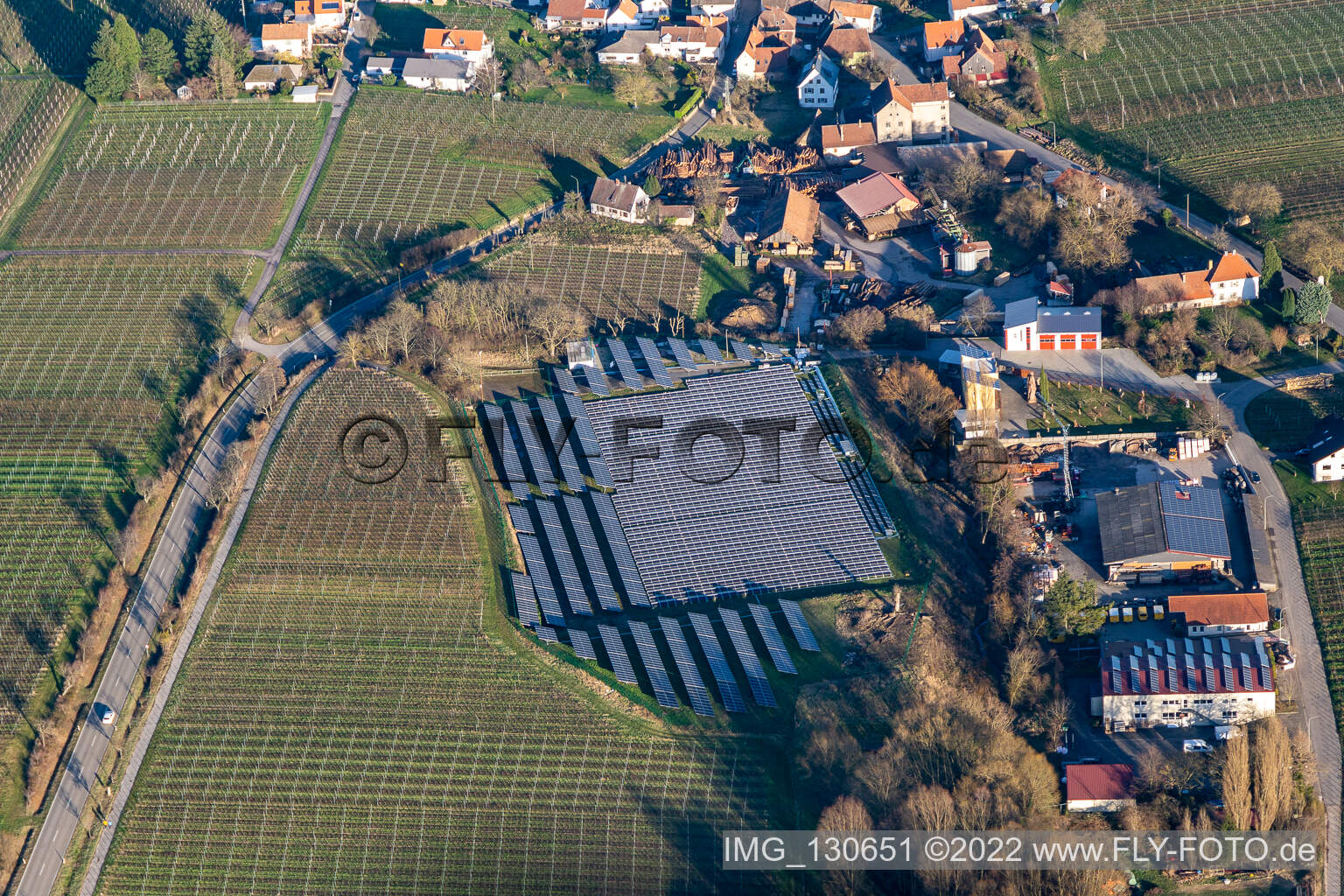 Photovoltaic instead of a sports field in Böchingen in the state Rhineland-Palatinate, Germany