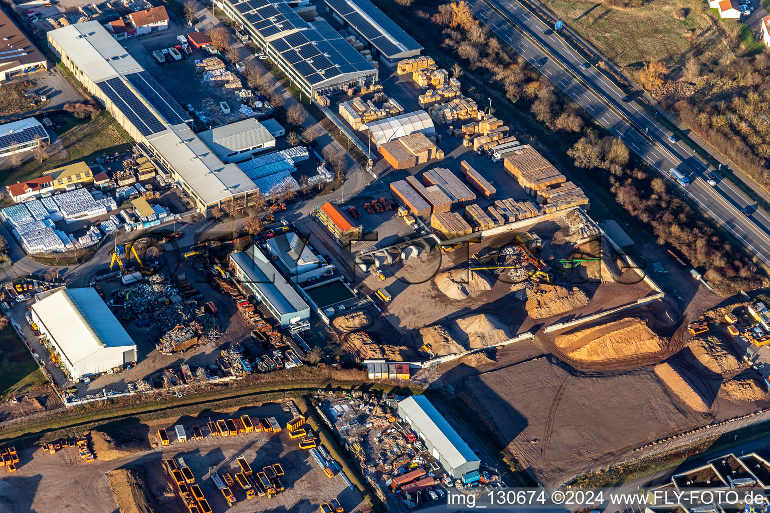 Aerial view of PRP Paper Recycling Pfalz GmbH in Venningen in the state Rhineland-Palatinate, Germany