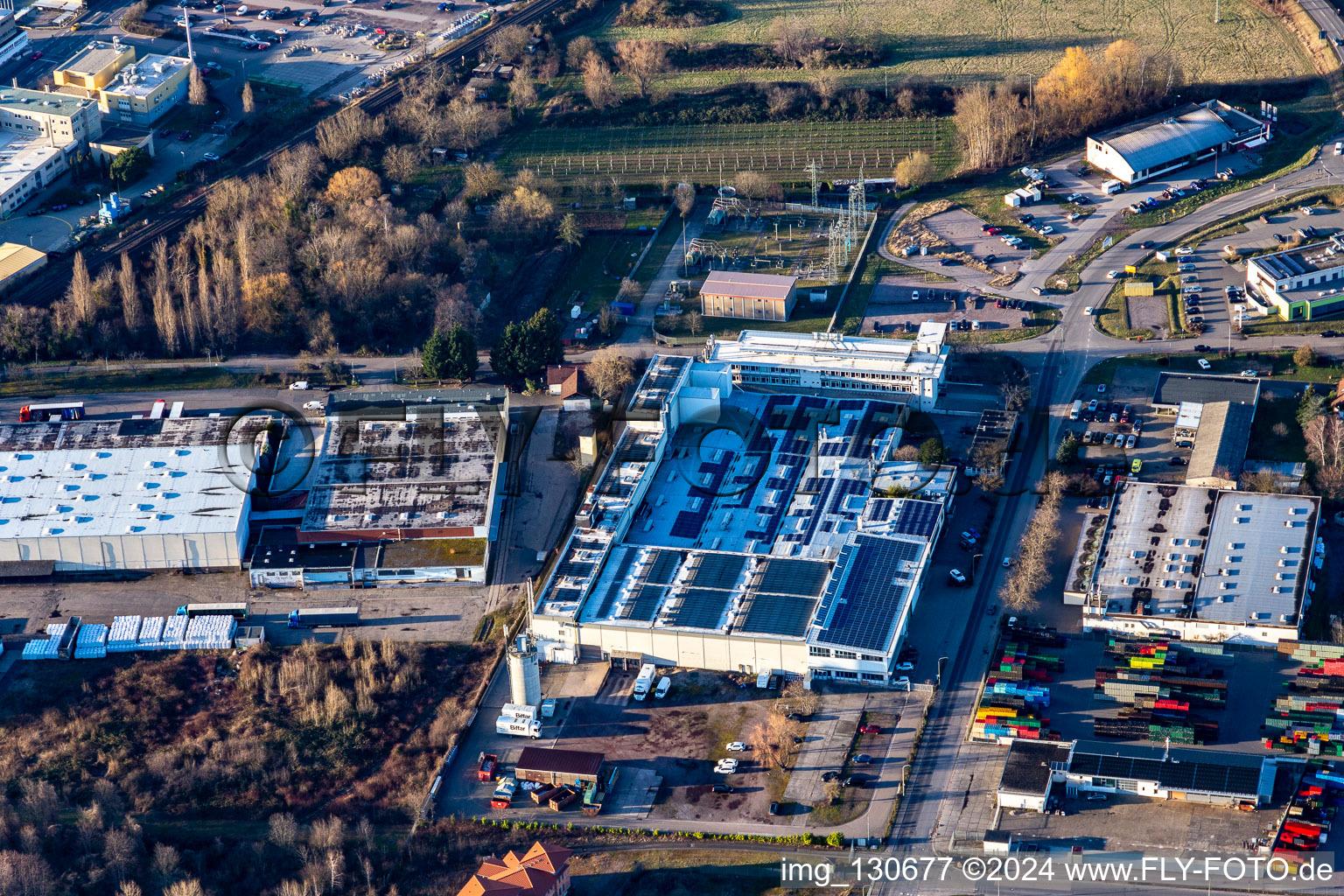 Aerial view of Biffar GmbH & Co. KG in Edenkoben in the state Rhineland-Palatinate, Germany