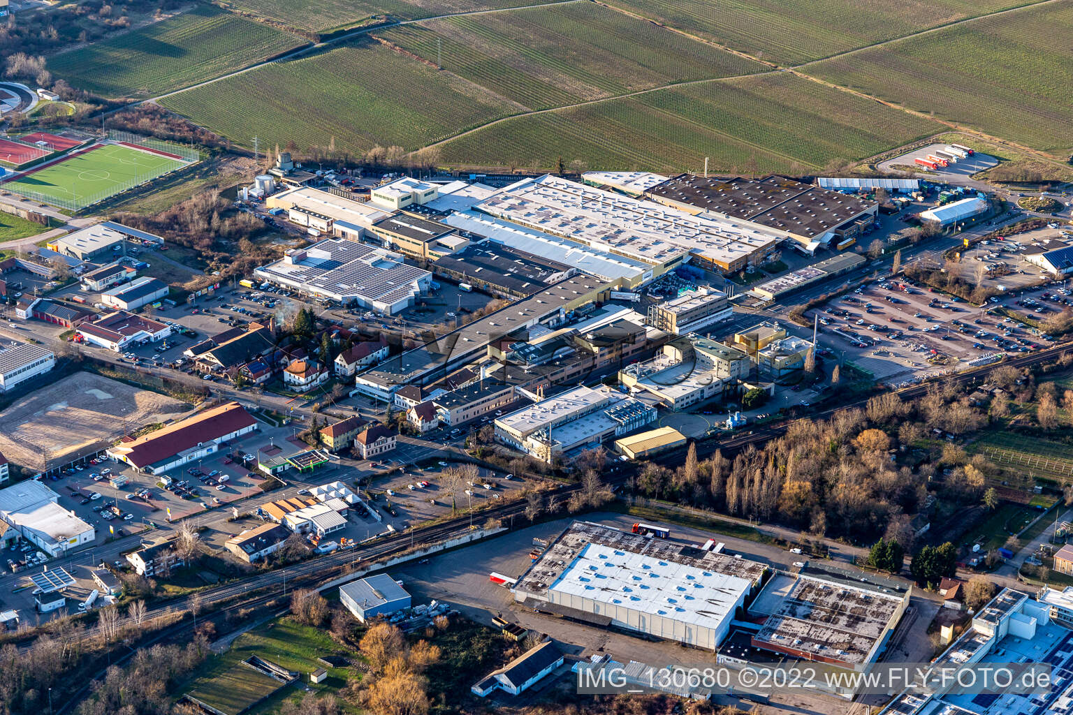 Aerial photograpy of Tenneco Automotive Germany GmbH in Edenkoben in the state Rhineland-Palatinate, Germany