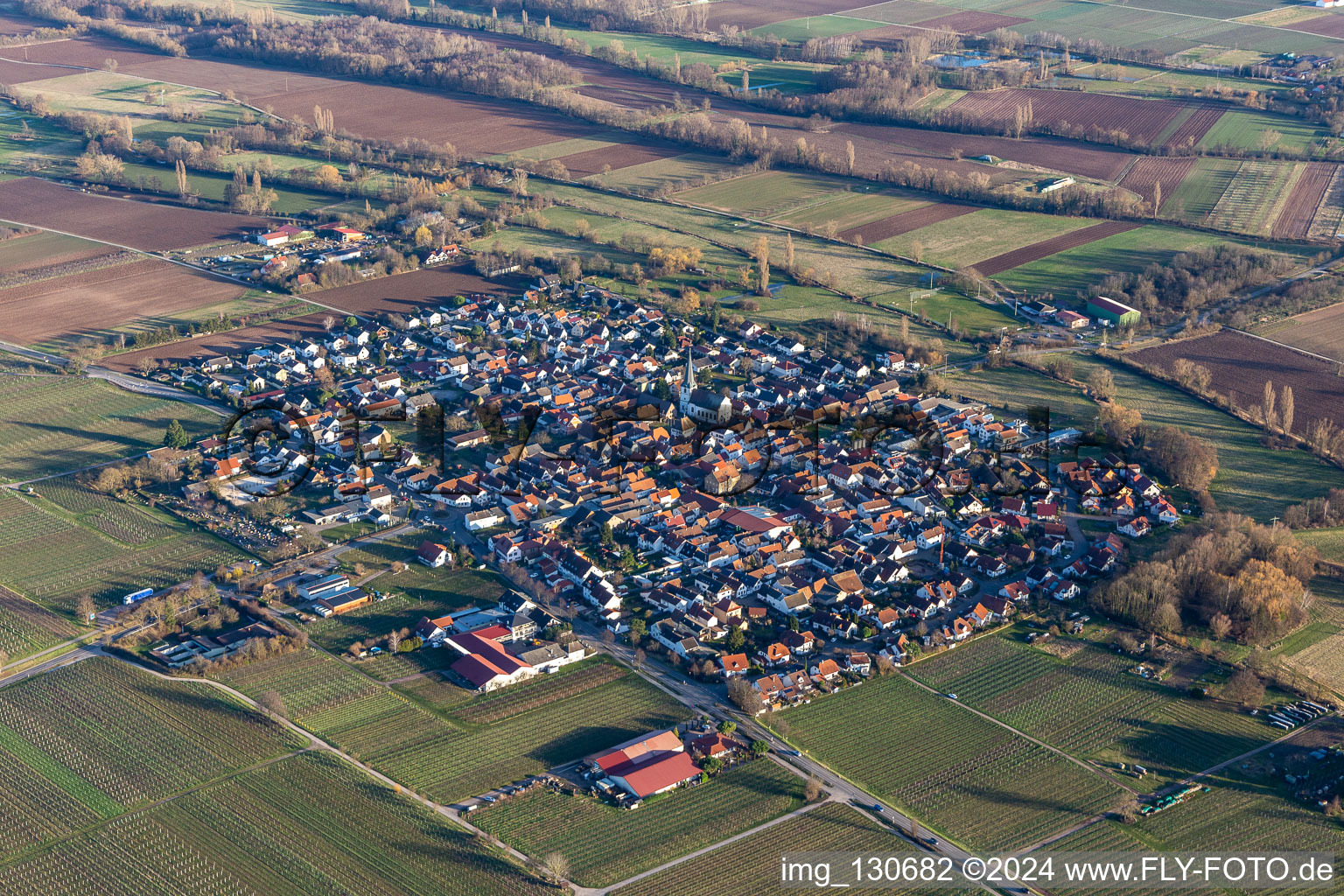 Venningen in the state Rhineland-Palatinate, Germany from the plane