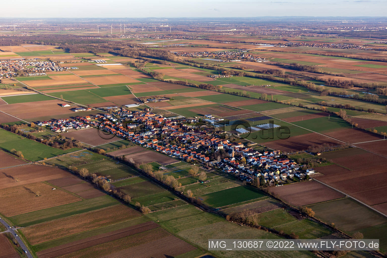 Böbingen in the state Rhineland-Palatinate, Germany seen from above