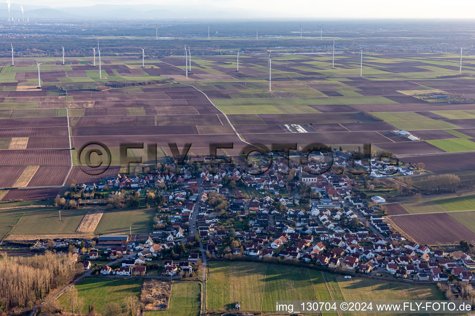 Knittelsheim in the state Rhineland-Palatinate, Germany seen from above