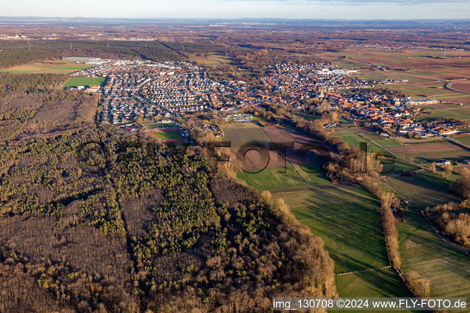 Bellheim in the state Rhineland-Palatinate, Germany seen from a drone