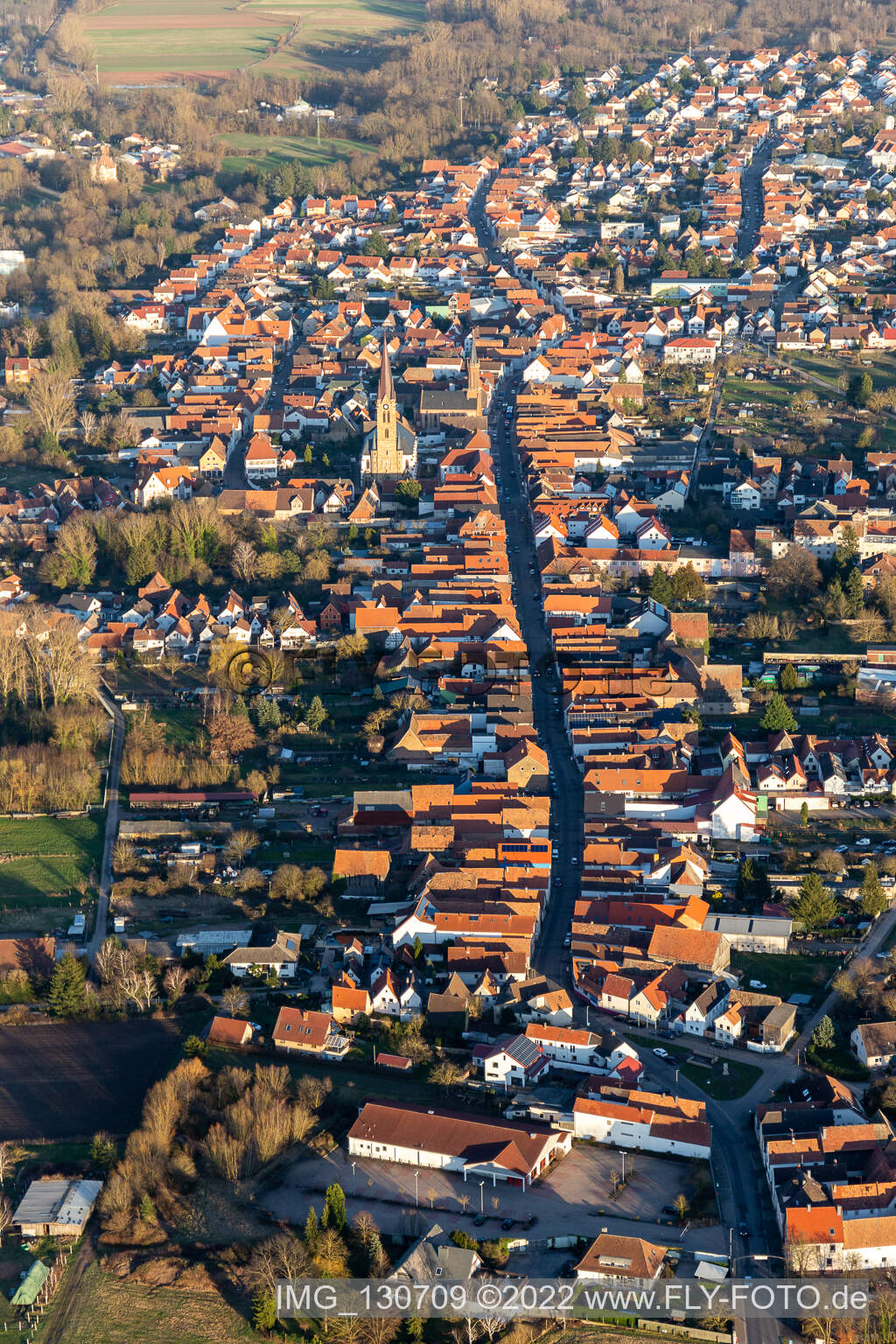 Aerial view of Bellheim in the state Rhineland-Palatinate, Germany