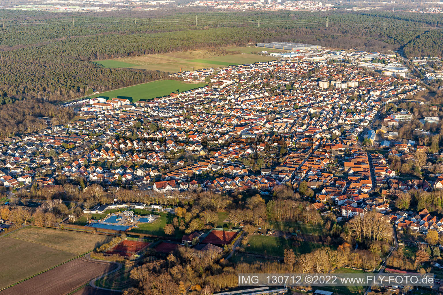 Aerial photograpy of Bellheim in the state Rhineland-Palatinate, Germany