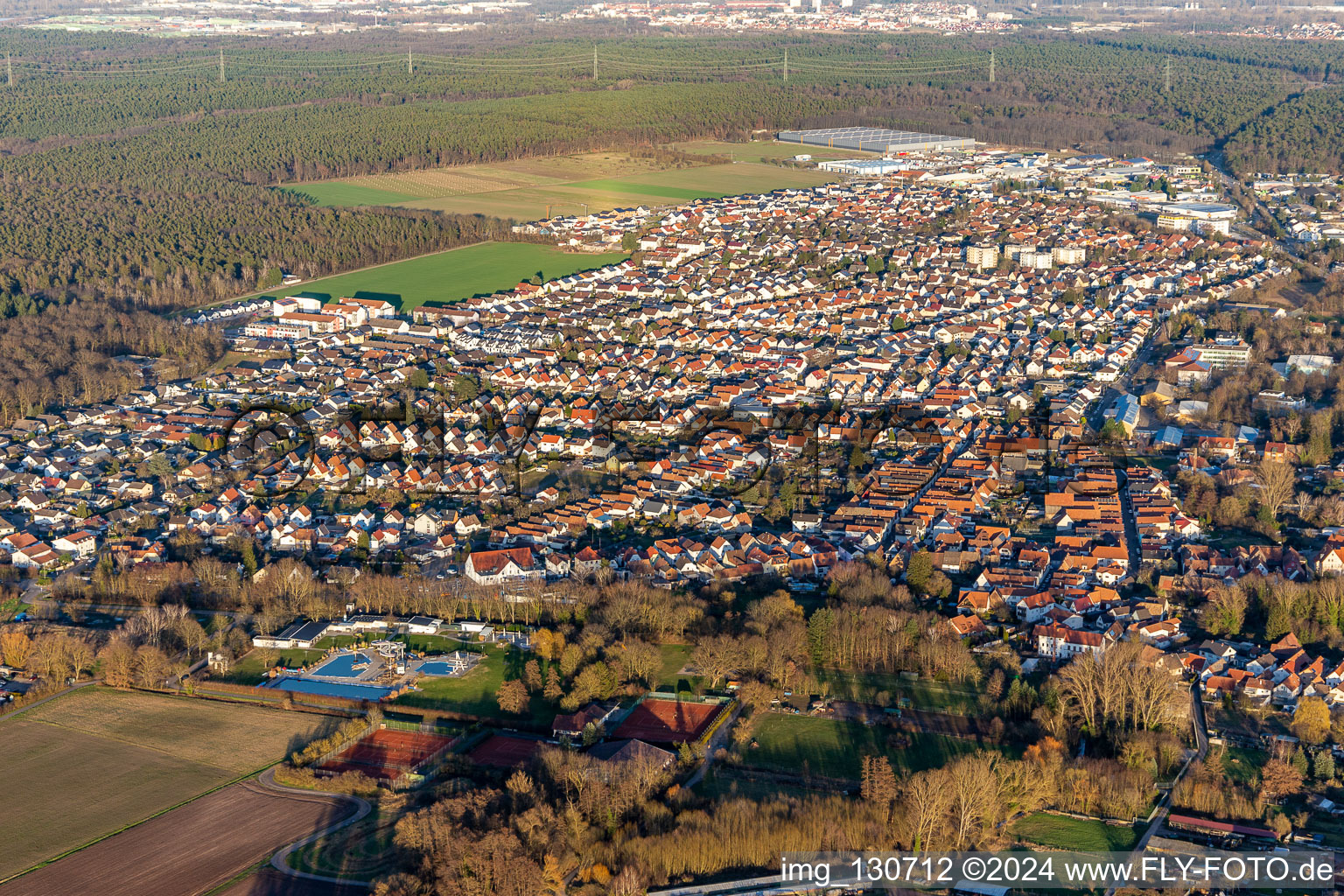 Aerial photograpy of Bellheim in the state Rhineland-Palatinate, Germany