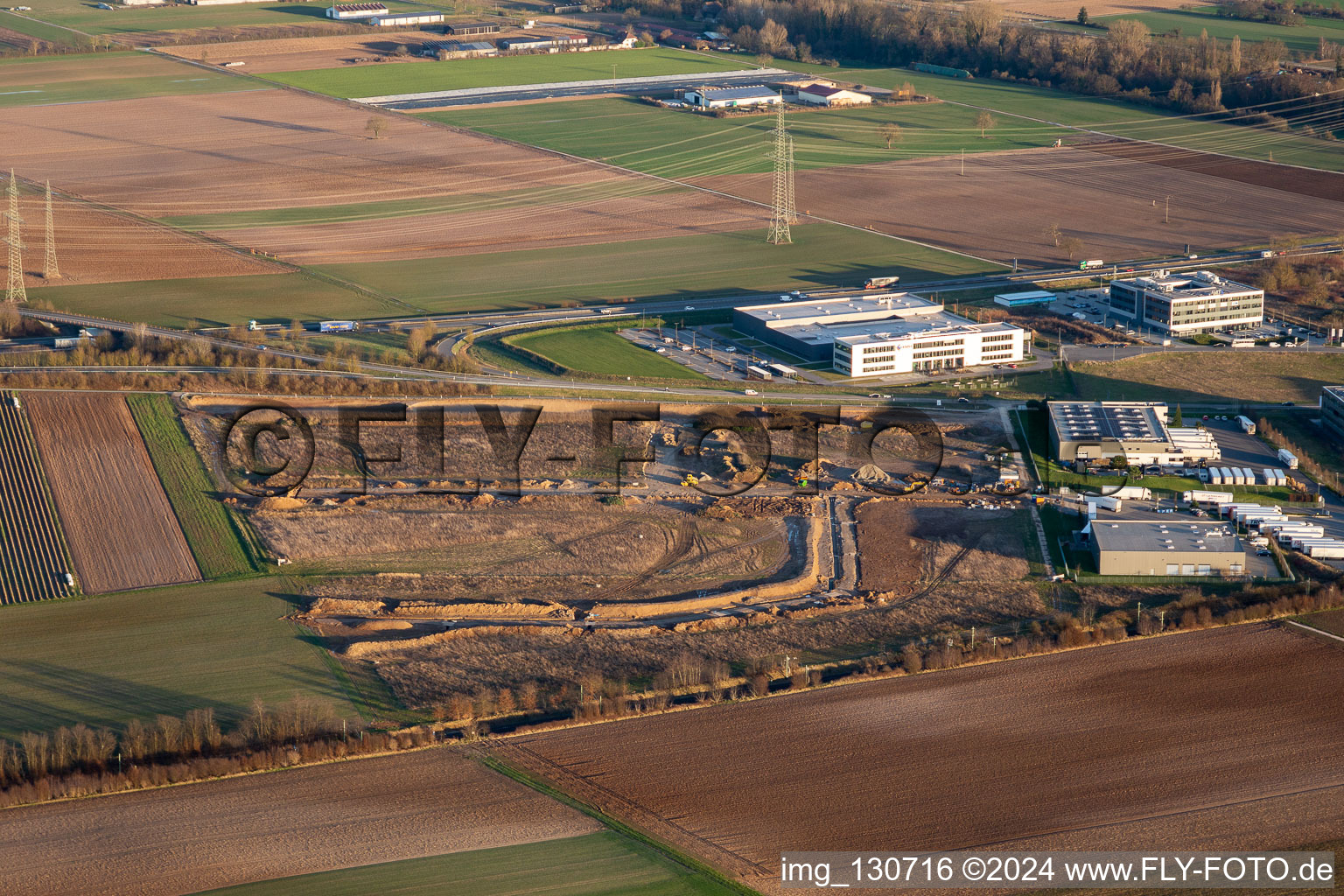 Industrial area north new development in Rülzheim in the state Rhineland-Palatinate, Germany