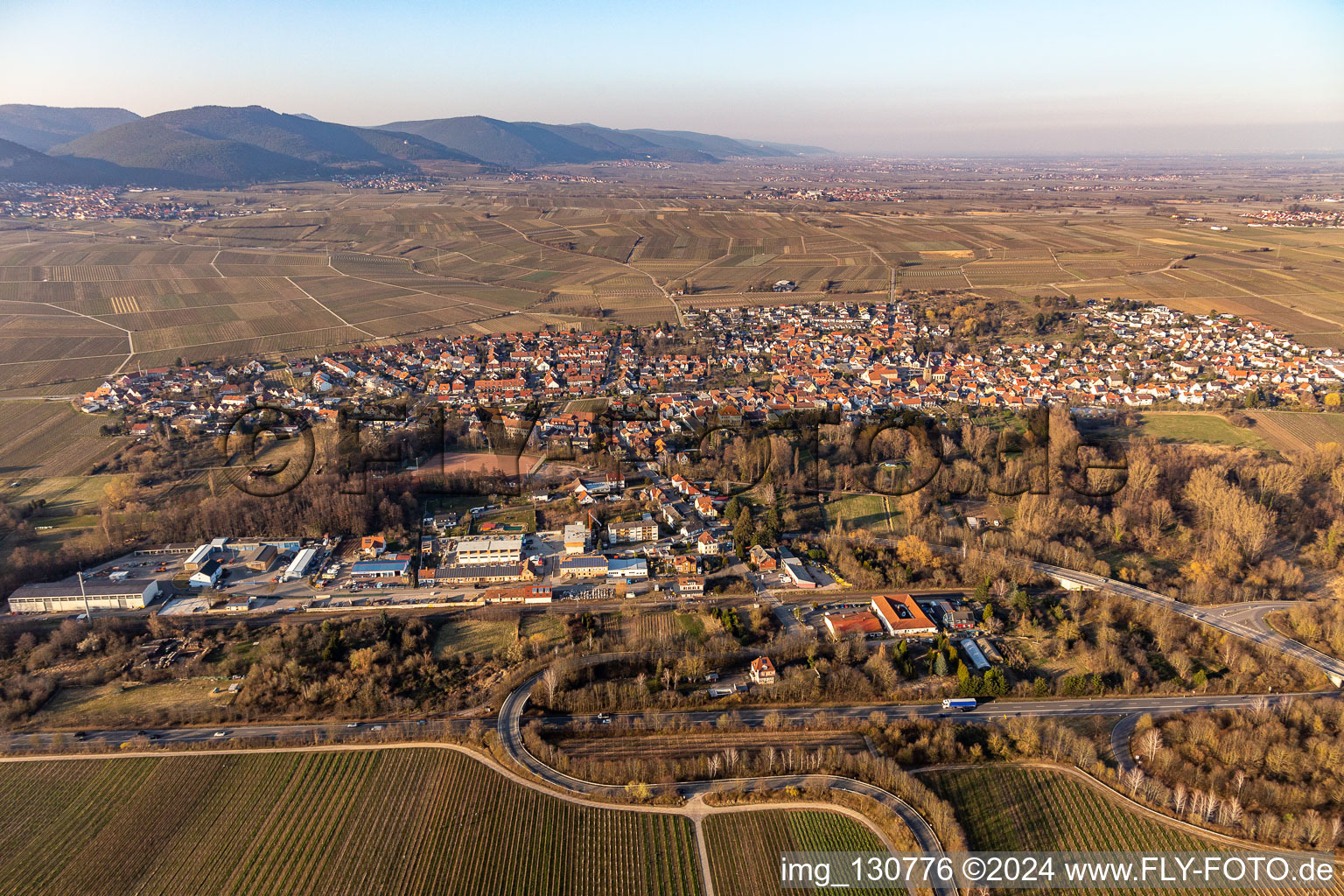 District Godramstein in Landau in der Pfalz in the state Rhineland-Palatinate, Germany from the plane