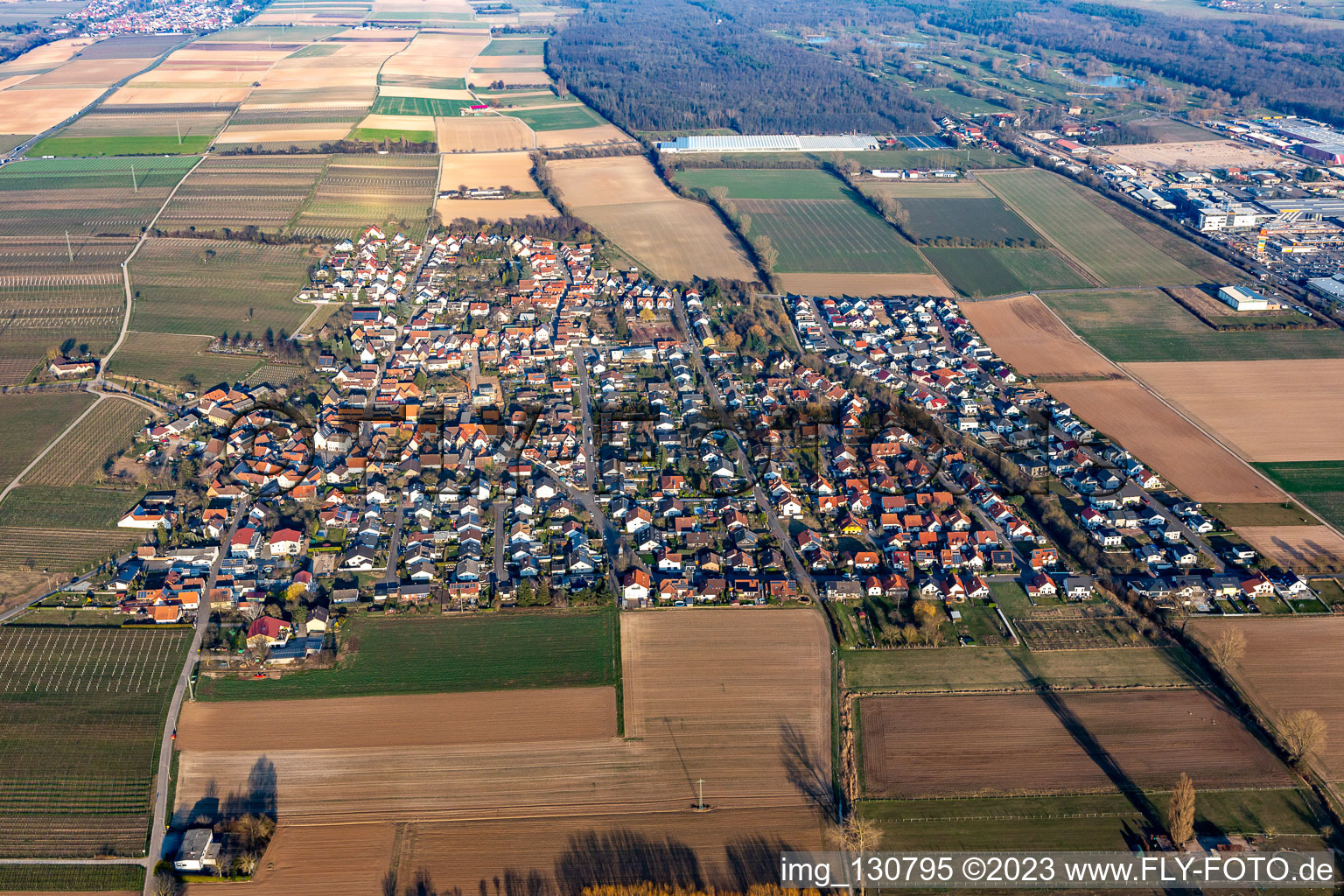 Aerial view of Bornheim in the state Rhineland-Palatinate, Germany