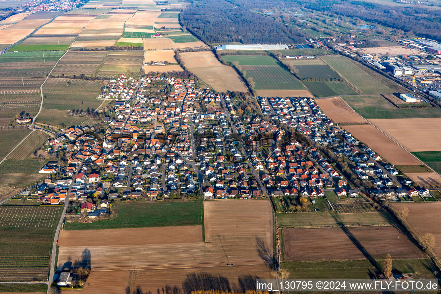 Aerial view of Bornheim in the state Rhineland-Palatinate, Germany