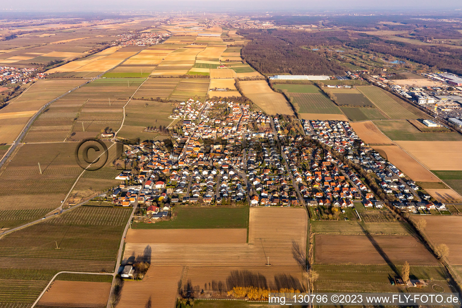 Aerial photograpy of Bornheim in the state Rhineland-Palatinate, Germany