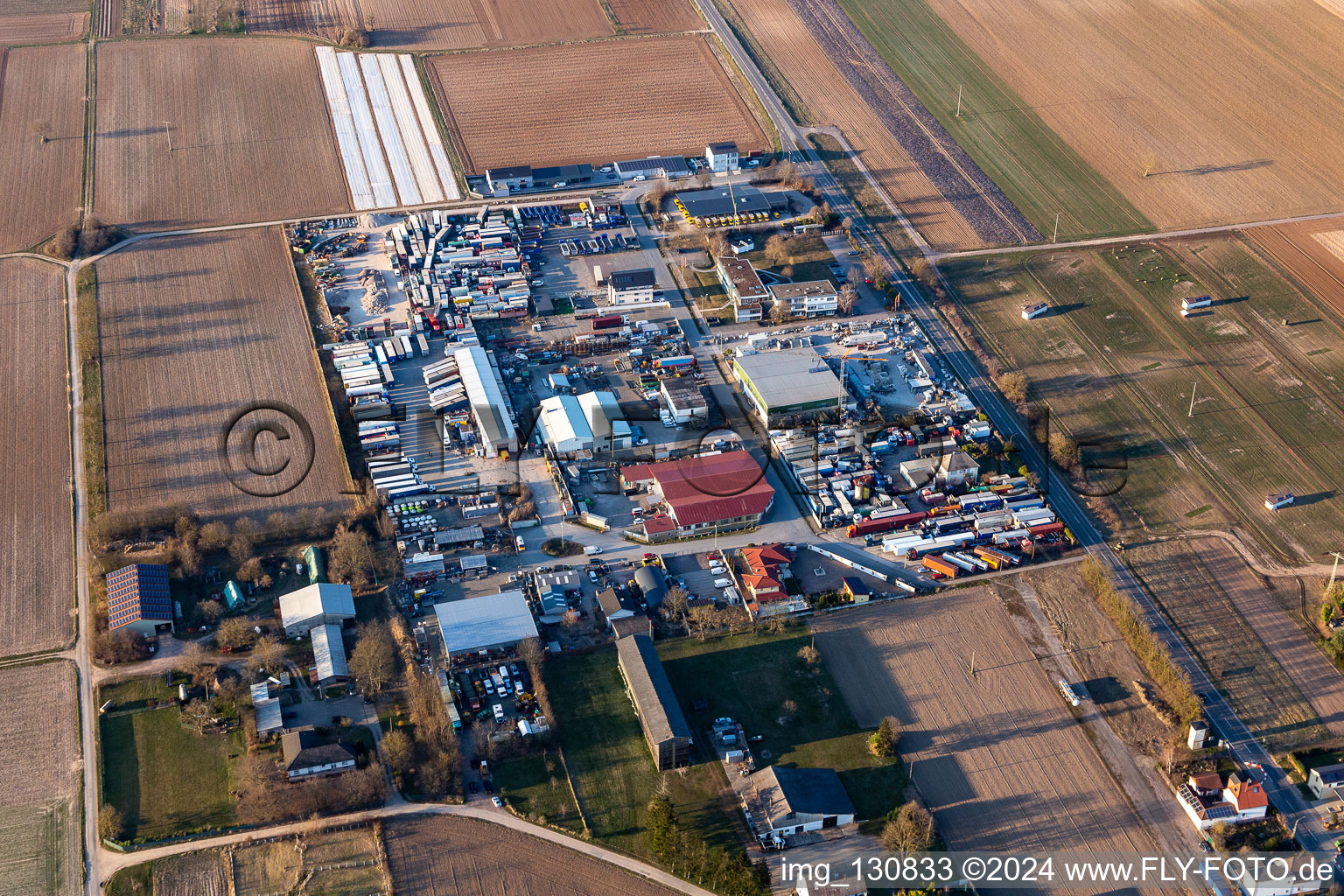 Aerial view of SBN GbR Natural Stones and Transport, Kail Logistik GmbH in Lingenfeld in the state Rhineland-Palatinate, Germany