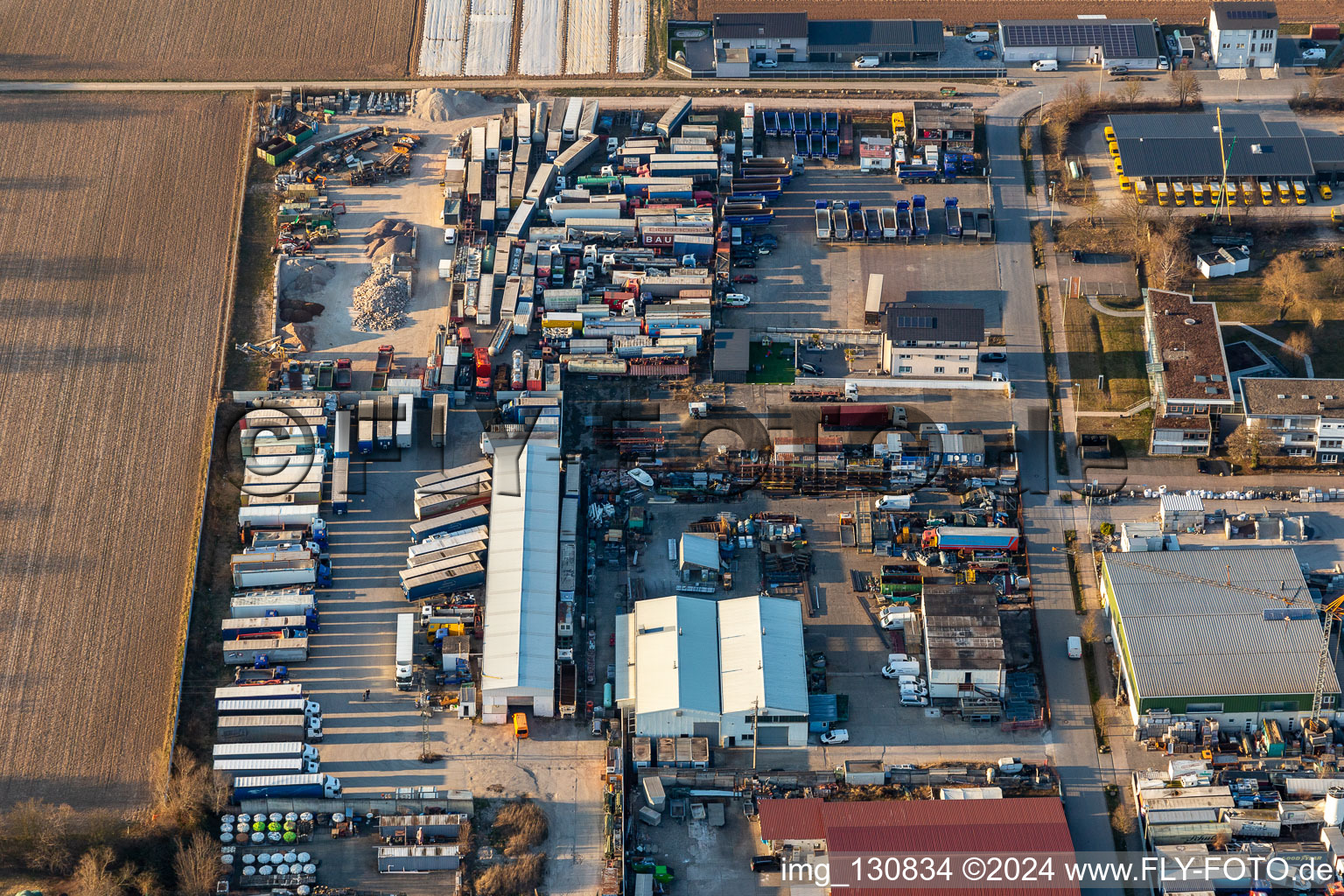 Aerial photograpy of SBN GbR Natural Stones and Transport, Kail Logistik GmbH in Lingenfeld in the state Rhineland-Palatinate, Germany