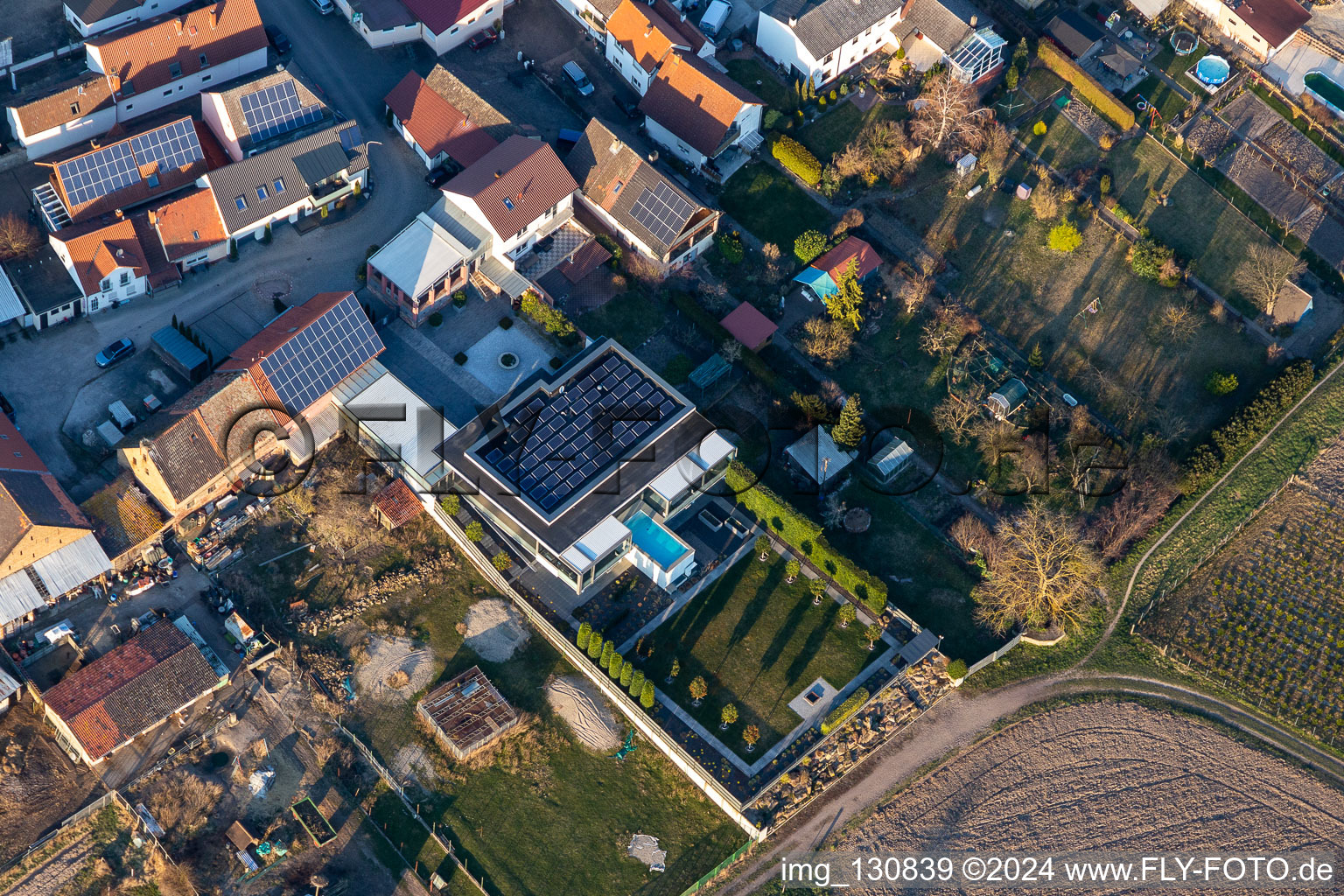 Aerial photograpy of District Mechtersheim in Römerberg in the state Rhineland-Palatinate, Germany