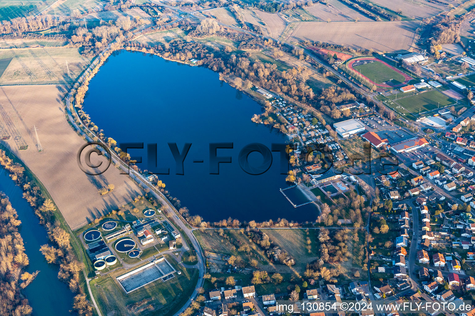 Freyersee campsite in Philippsburg in the state Baden-Wuerttemberg, Germany