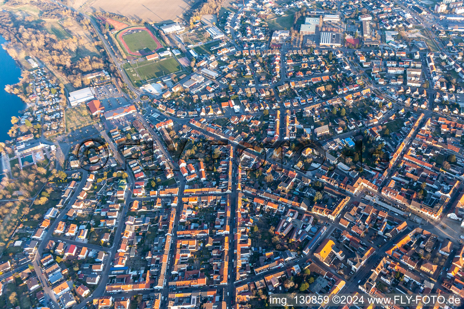 Drone image of Philippsburg in the state Baden-Wuerttemberg, Germany