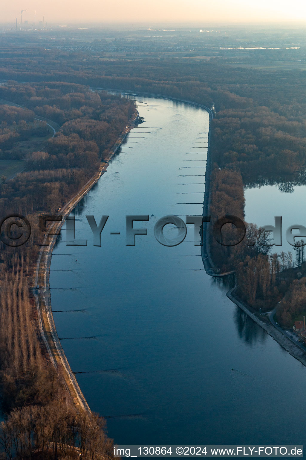 Mouth of the Saalbach Canal into the Rhine in the district Rußheim in Dettenheim in the state Baden-Wuerttemberg, Germany