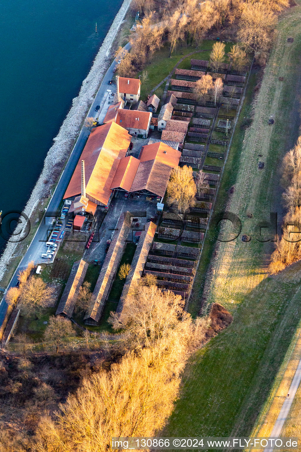 Aerial view of Brickworks Museum Sondernheim in the district Sondernheim in Germersheim in the state Rhineland-Palatinate, Germany