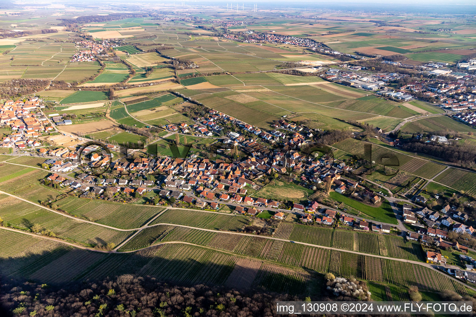 District Pleisweiler in Pleisweiler-Oberhofen in the state Rhineland-Palatinate, Germany viewn from the air