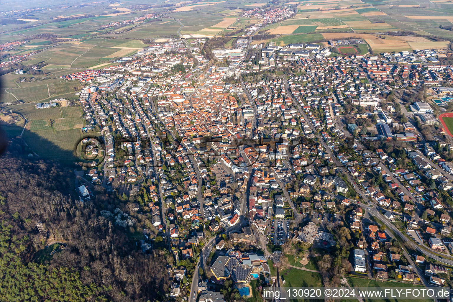 Aerial photograpy of Bad Bergzabern in the state Rhineland-Palatinate, Germany