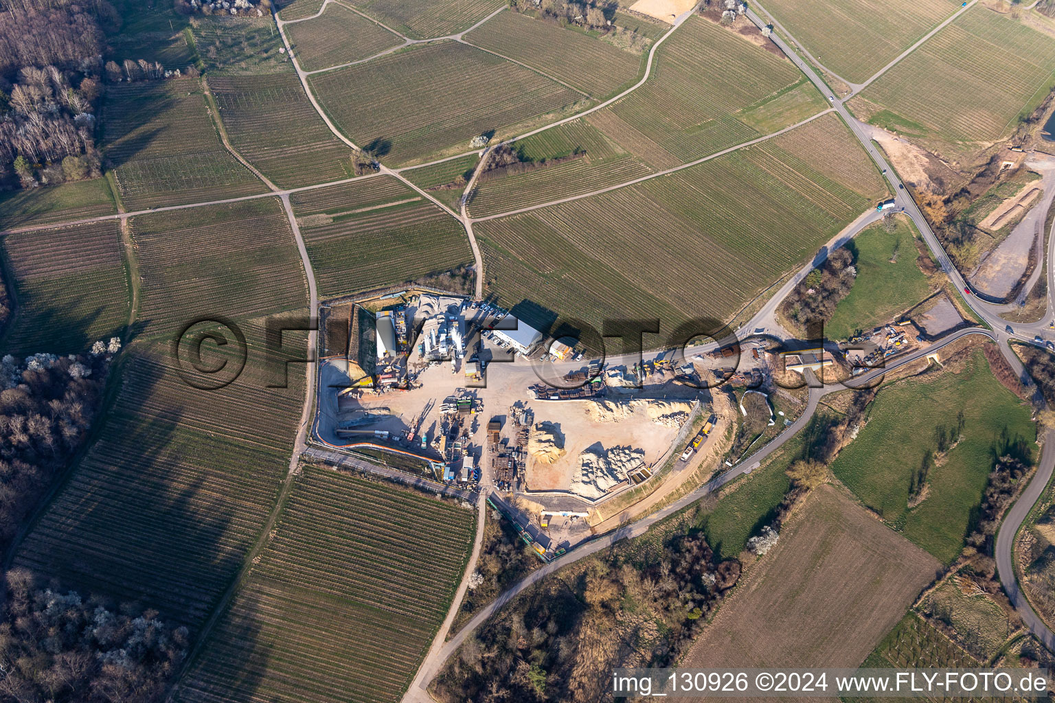 Aerial photograpy of Tunnel portal construction site B38 local tunnelling in Bad Bergzabern in the state Rhineland-Palatinate, Germany