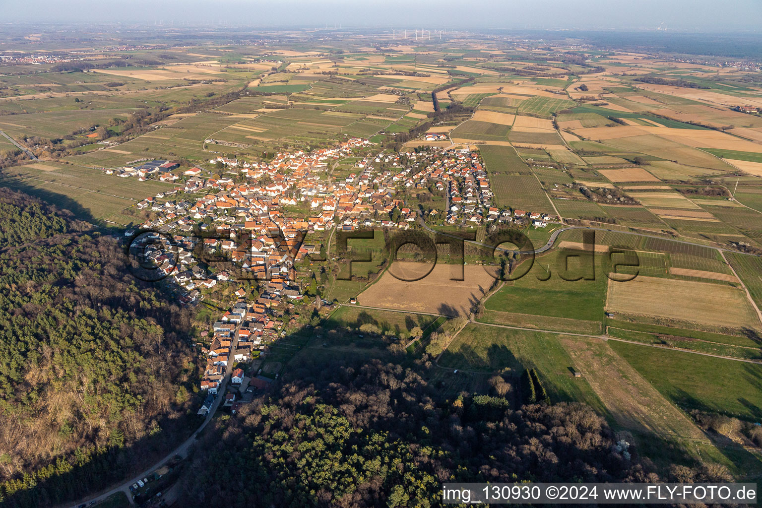 Oblique view of Oberotterbach in the state Rhineland-Palatinate, Germany