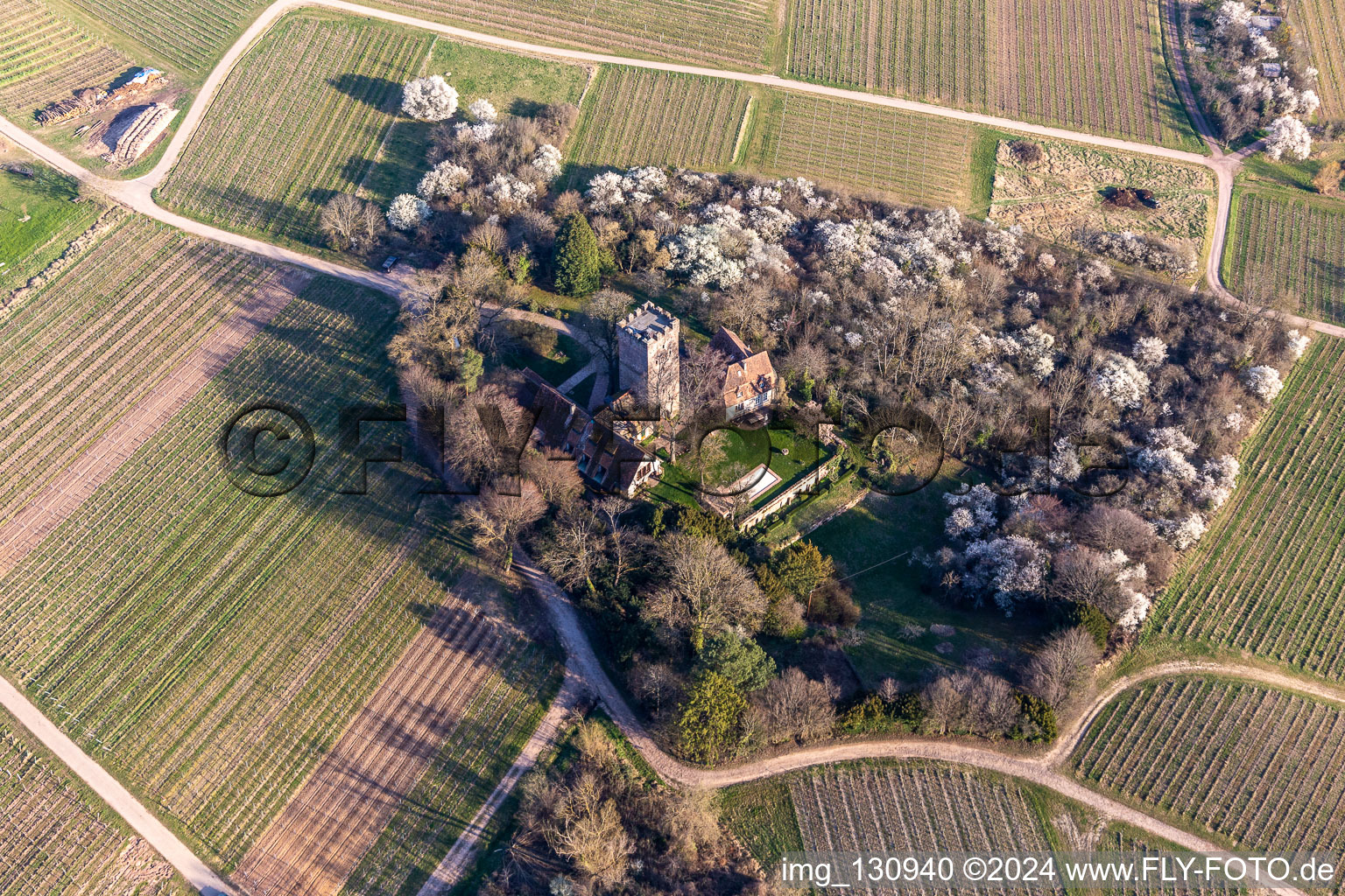 Aerial view of Château Saint Paul in Wissembourg in the state Bas-Rhin, France