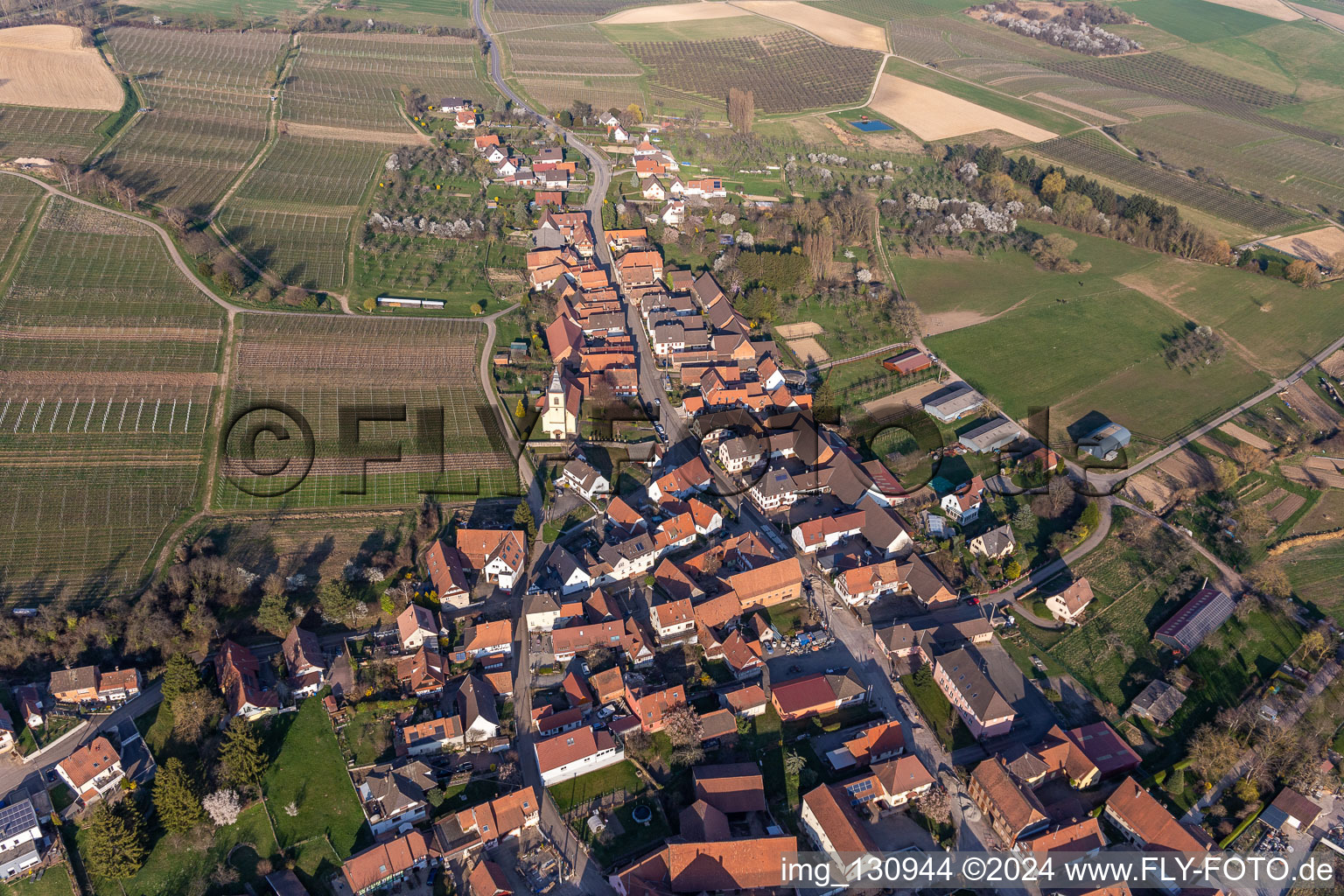 Rott in the state Bas-Rhin, France seen from a drone