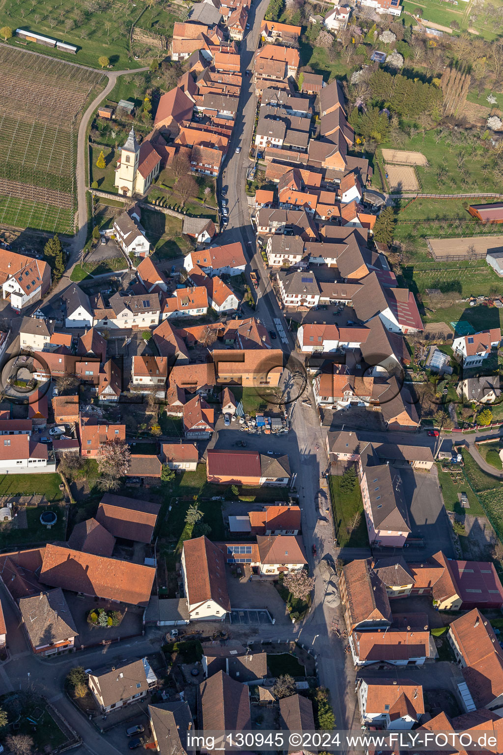 Aerial view of Rott in the state Bas-Rhin, France