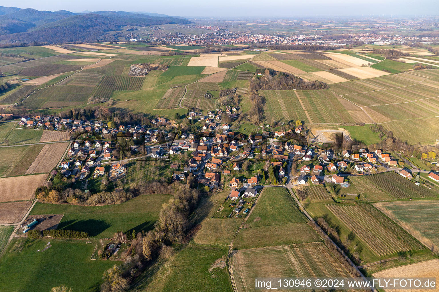 Oberhoffen-lès-Wissembourg in the state Bas-Rhin, France out of the air