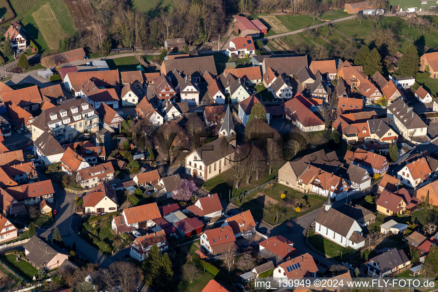 Temple Protestant Saint Laurent in Steinseltz in the state Bas-Rhin, France