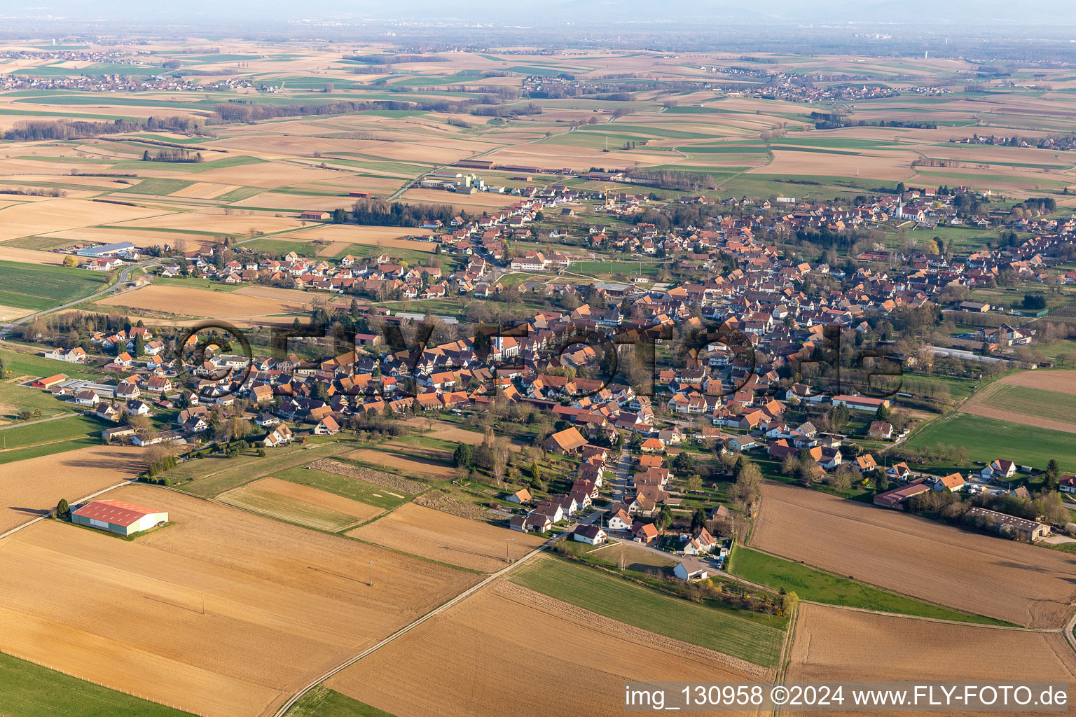 Seebach in the state Bas-Rhin, France seen from a drone