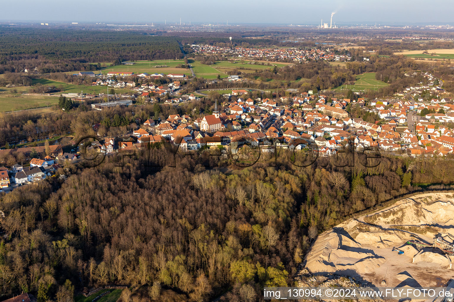 Lauterbourg in the state Bas-Rhin, France from a drone