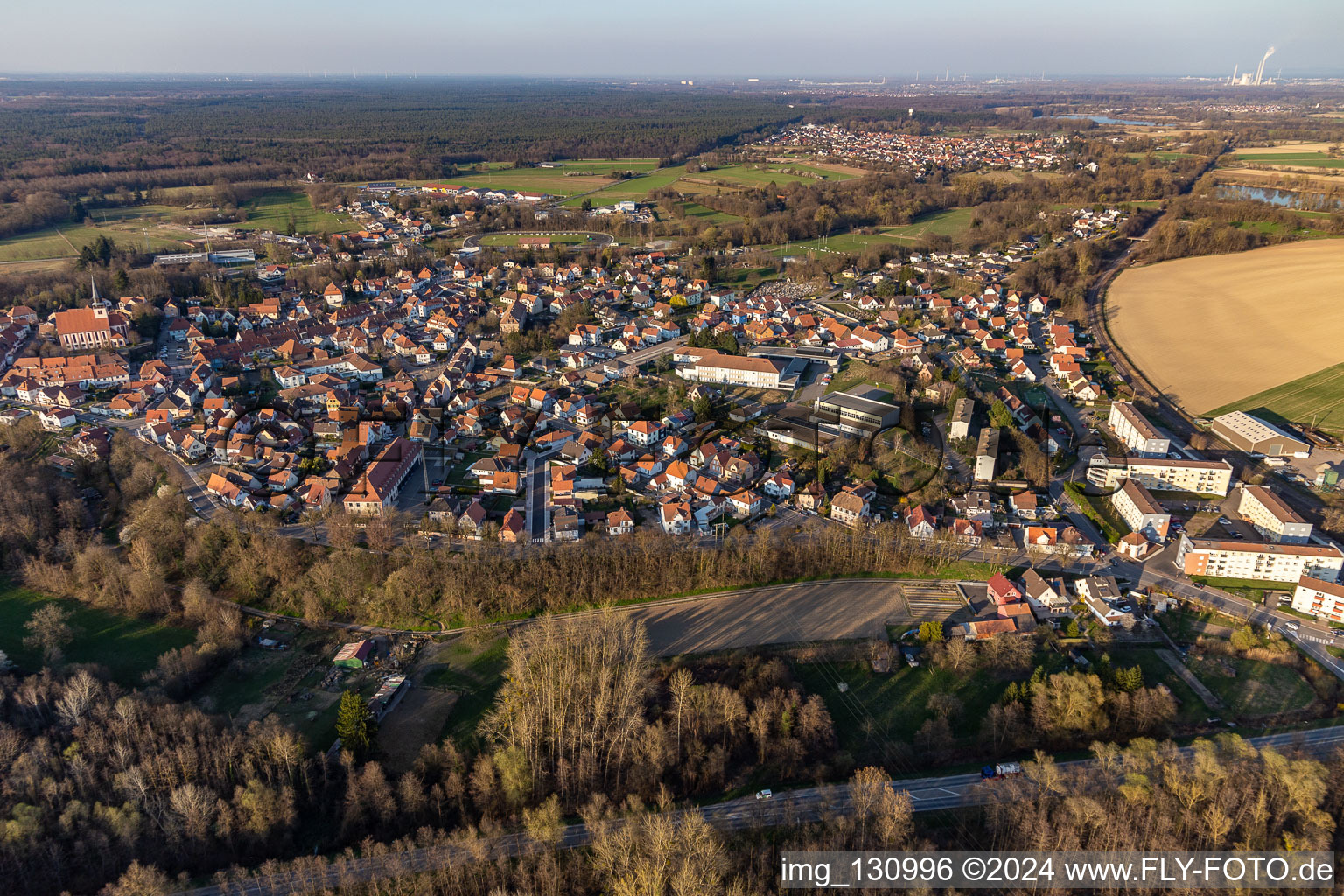 Aerial view of Lauterbourg in the state Bas-Rhin, France