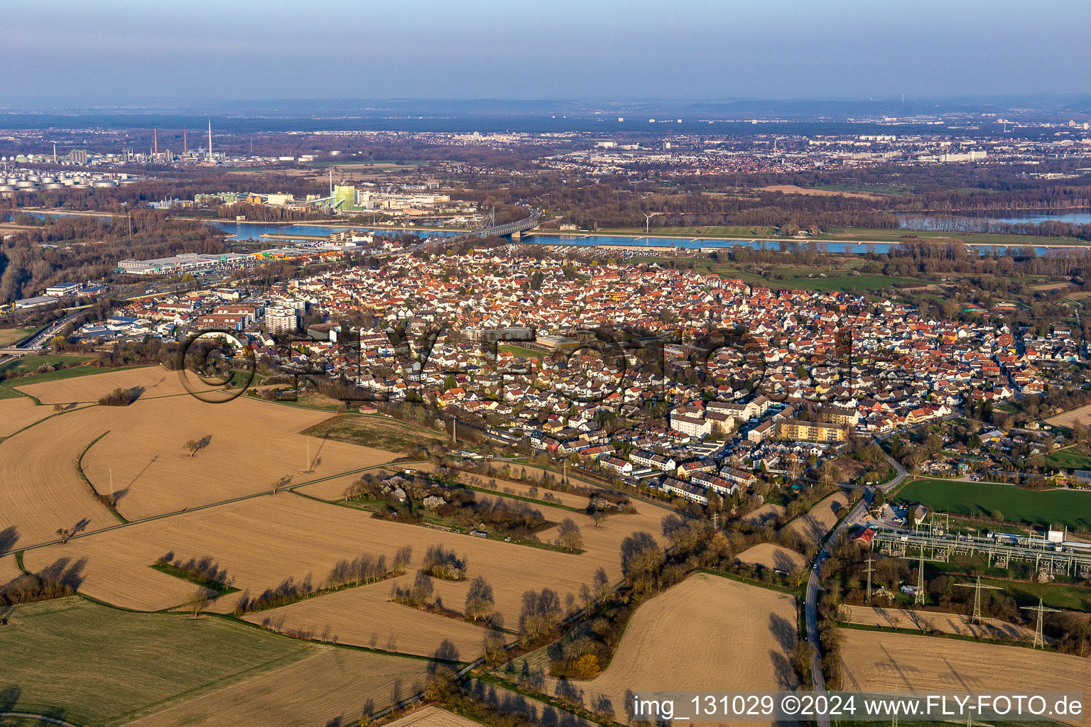 District Maximiliansau in Wörth am Rhein in the state Rhineland-Palatinate, Germany out of the air