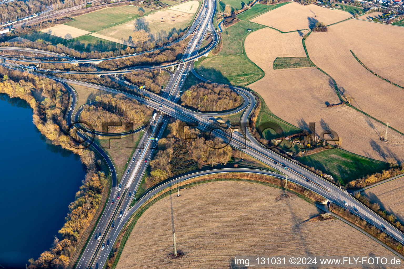 A65-B10 junction Wörther Kreuz in the district Maximiliansau in Wörth am Rhein in the state Rhineland-Palatinate, Germany