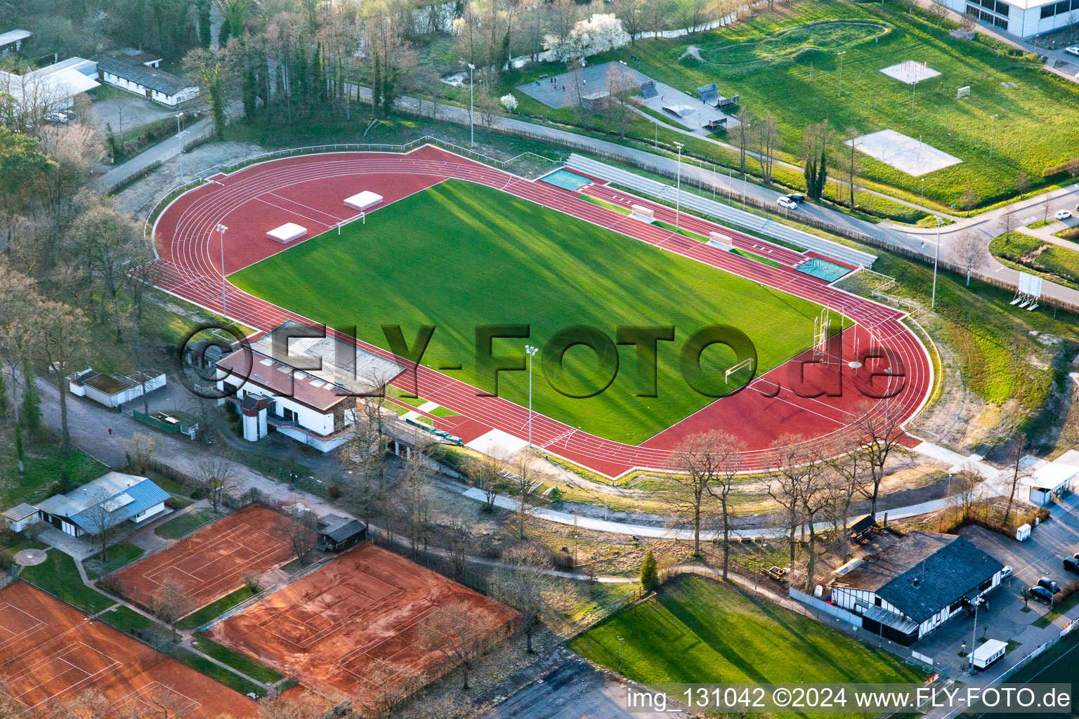 New lawn in the Bienwaldstadion of VfR 1976 Kandel eV in Kandel in the state Rhineland-Palatinate, Germany