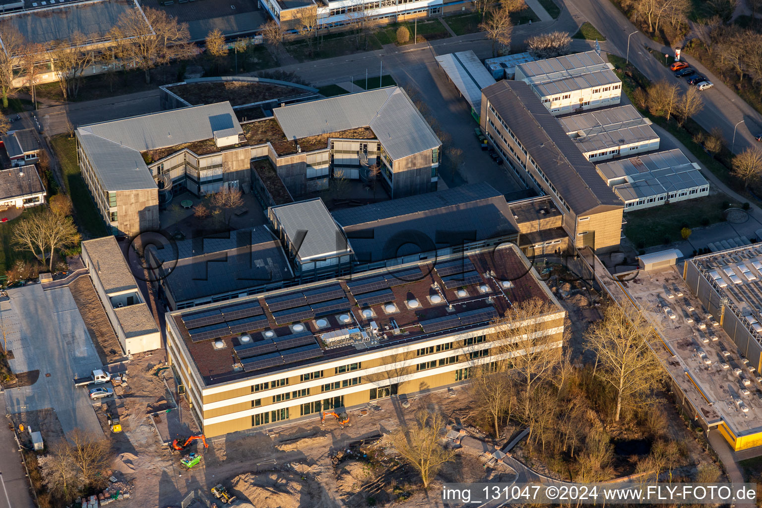 Aerial view of New integrated comprehensive school Kandel in Kandel in the state Rhineland-Palatinate, Germany