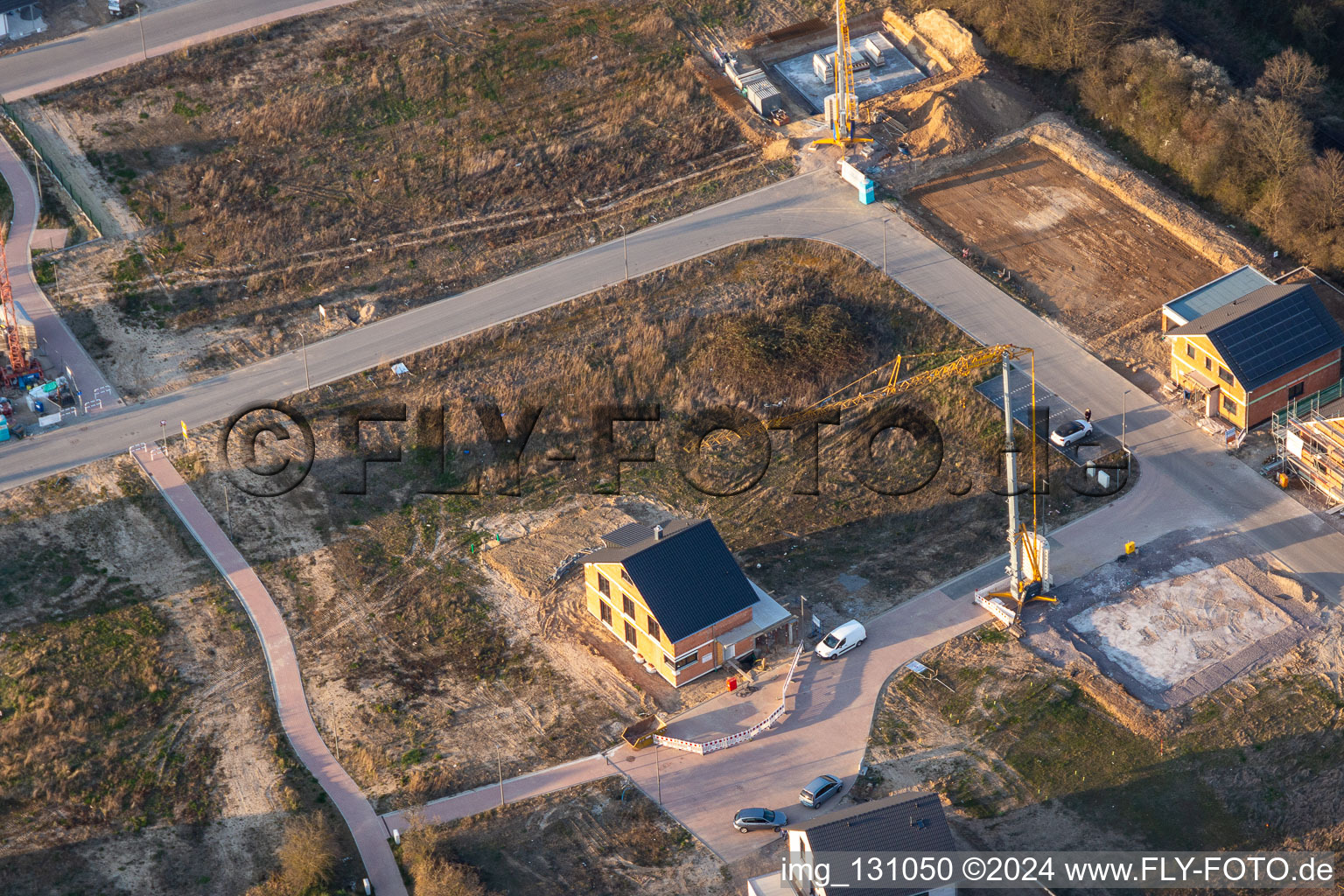 Aerial view of New development area K2 in Kandel in the state Rhineland-Palatinate, Germany