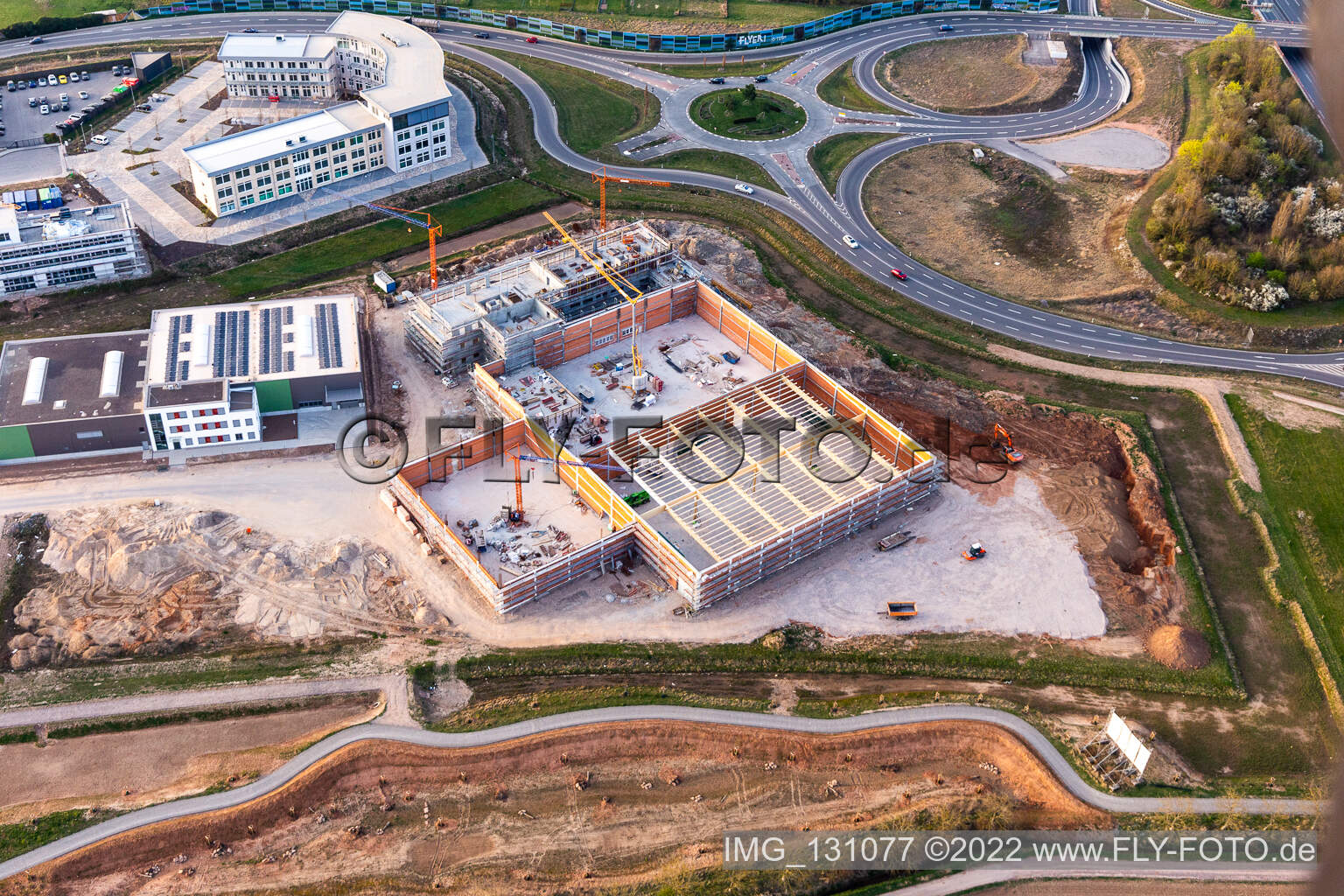 Aerial view of EmiCo Emission Control Systems GmbH in the district Queichheim in Landau in der Pfalz in the state Rhineland-Palatinate, Germany