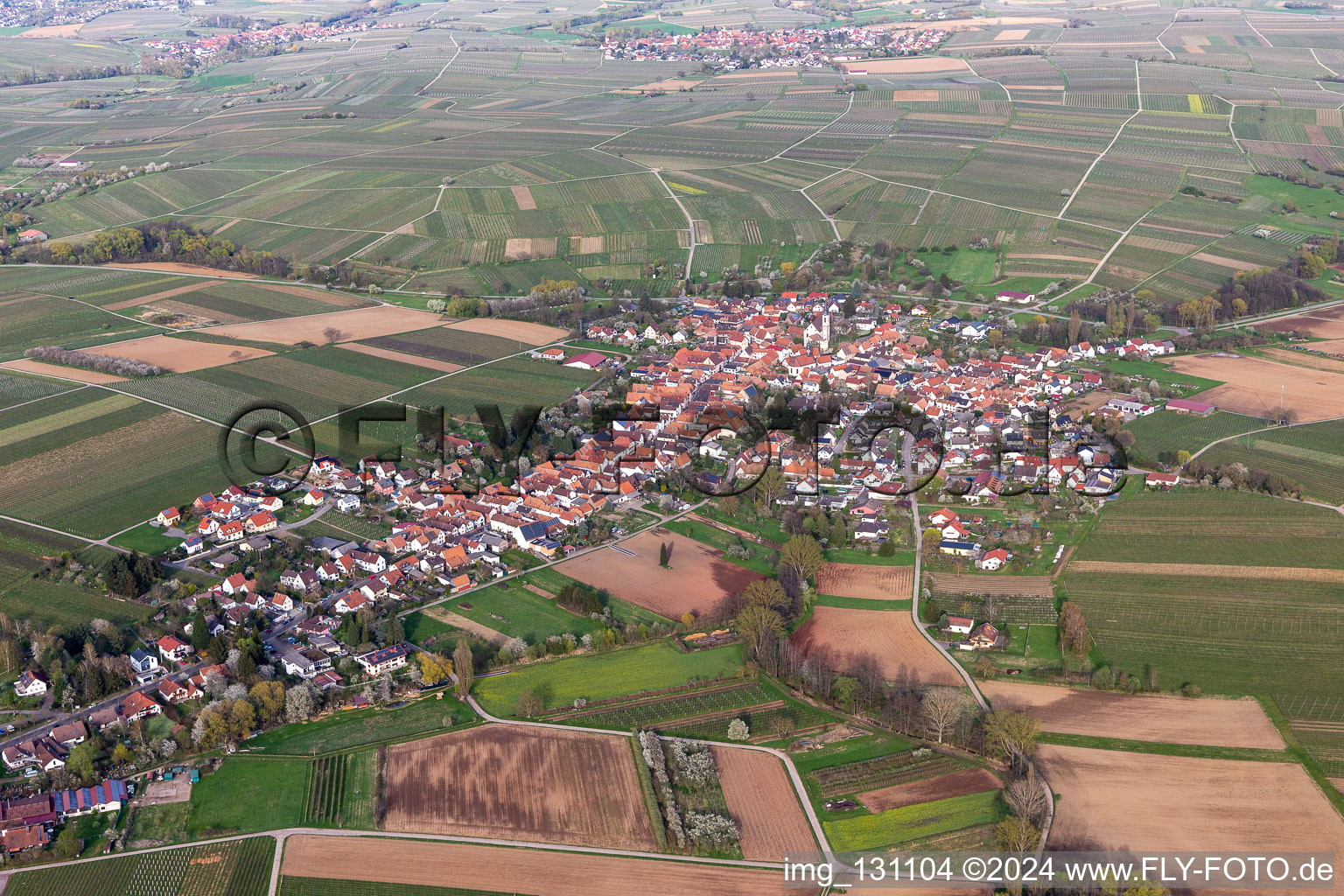 Aerial photograpy of Göcklingen in the state Rhineland-Palatinate, Germany