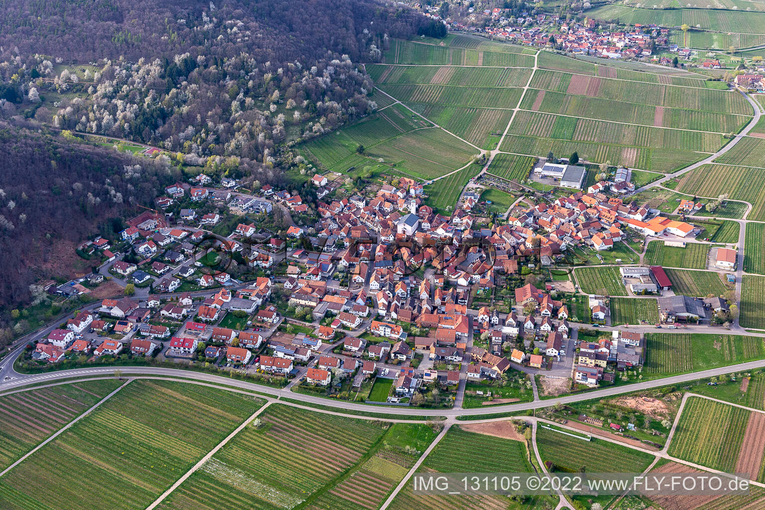 Aerial view of Eschbach in the state Rhineland-Palatinate, Germany