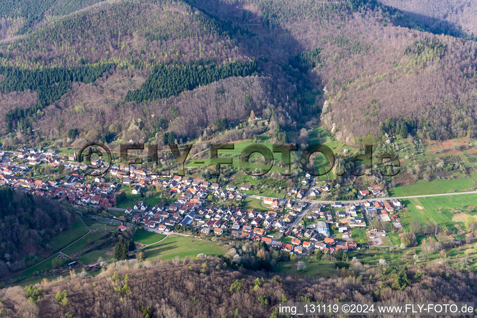 Eußerthal in the state Rhineland-Palatinate, Germany from the drone perspective