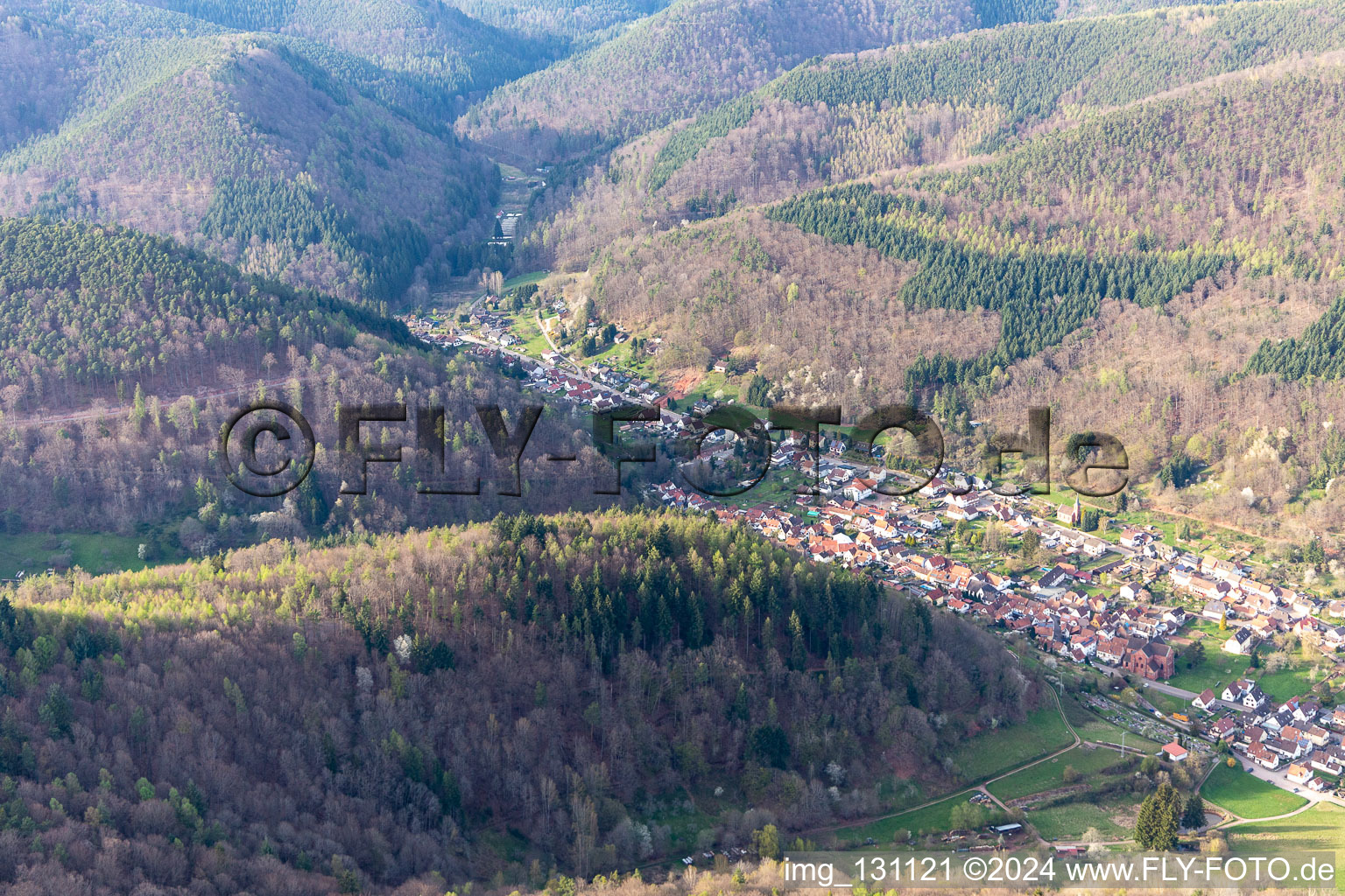 Eußerthal in the state Rhineland-Palatinate, Germany from a drone