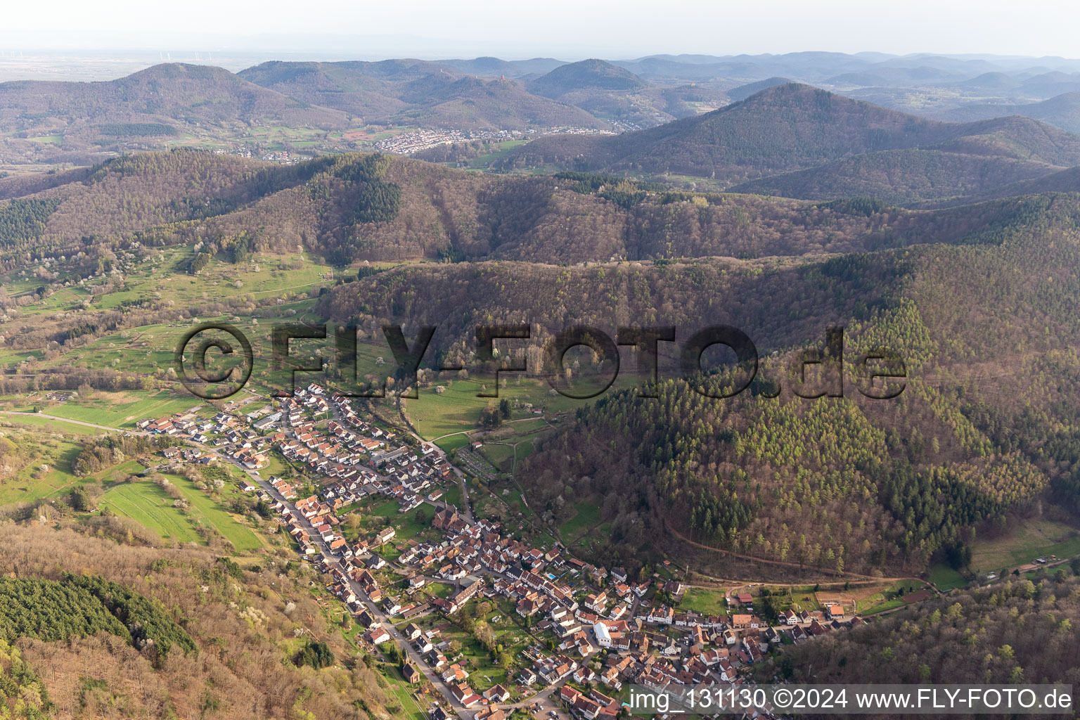 Eußerthal in the state Rhineland-Palatinate, Germany seen from a drone